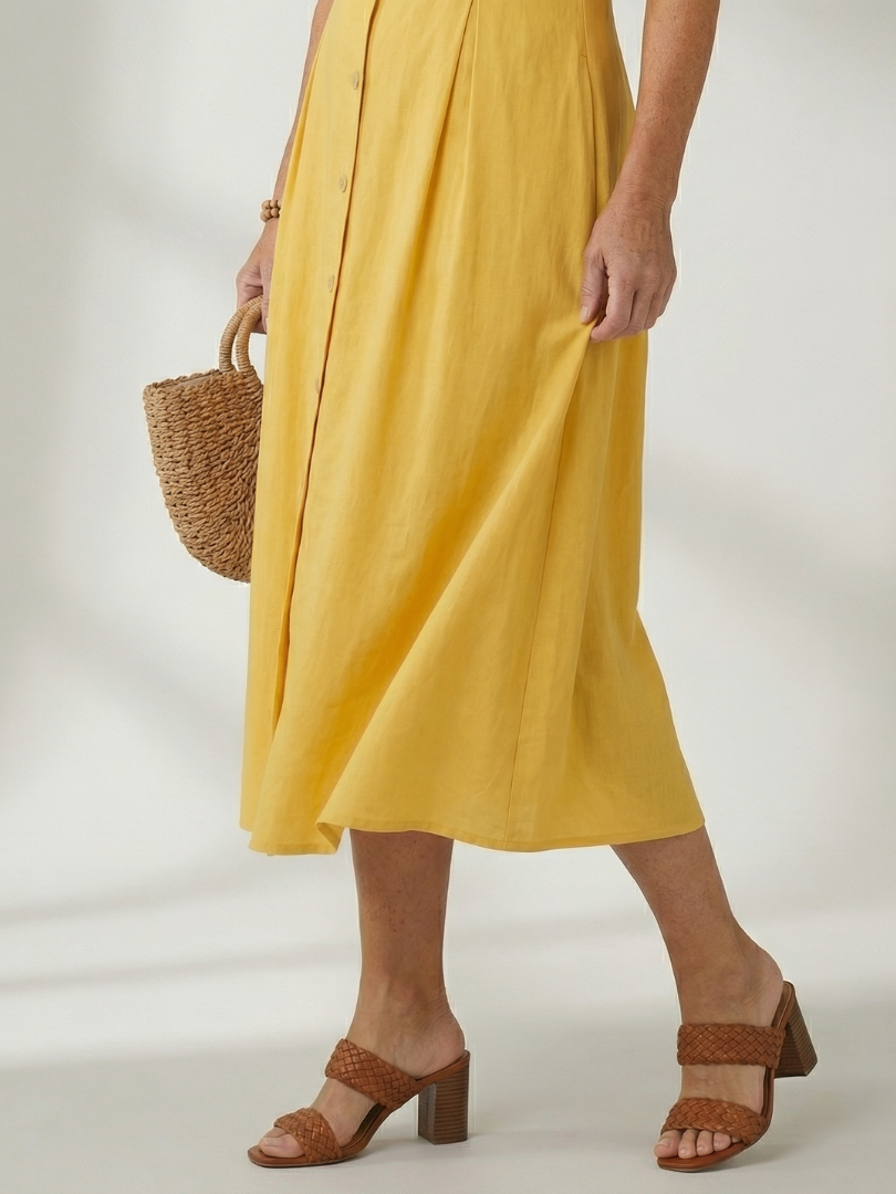 Women's Stack Button Midi Dress – Effortless Style