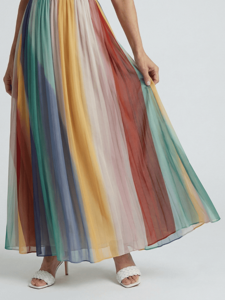 Serene™ Light Stripe Maxi Dress by Emma & Rose Cape Town featuring a flowing silhouette and soft striped fabric.