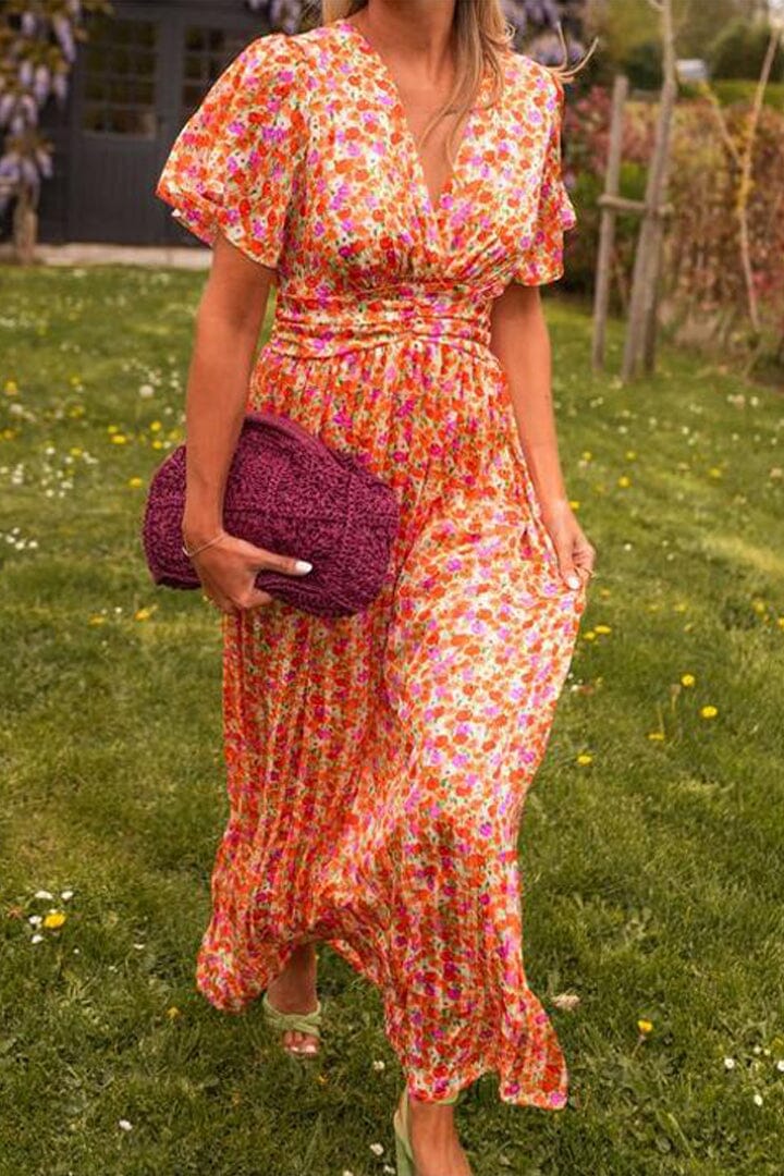 Elegant Long Dress Evelyn with V-Neck - Elena Harper