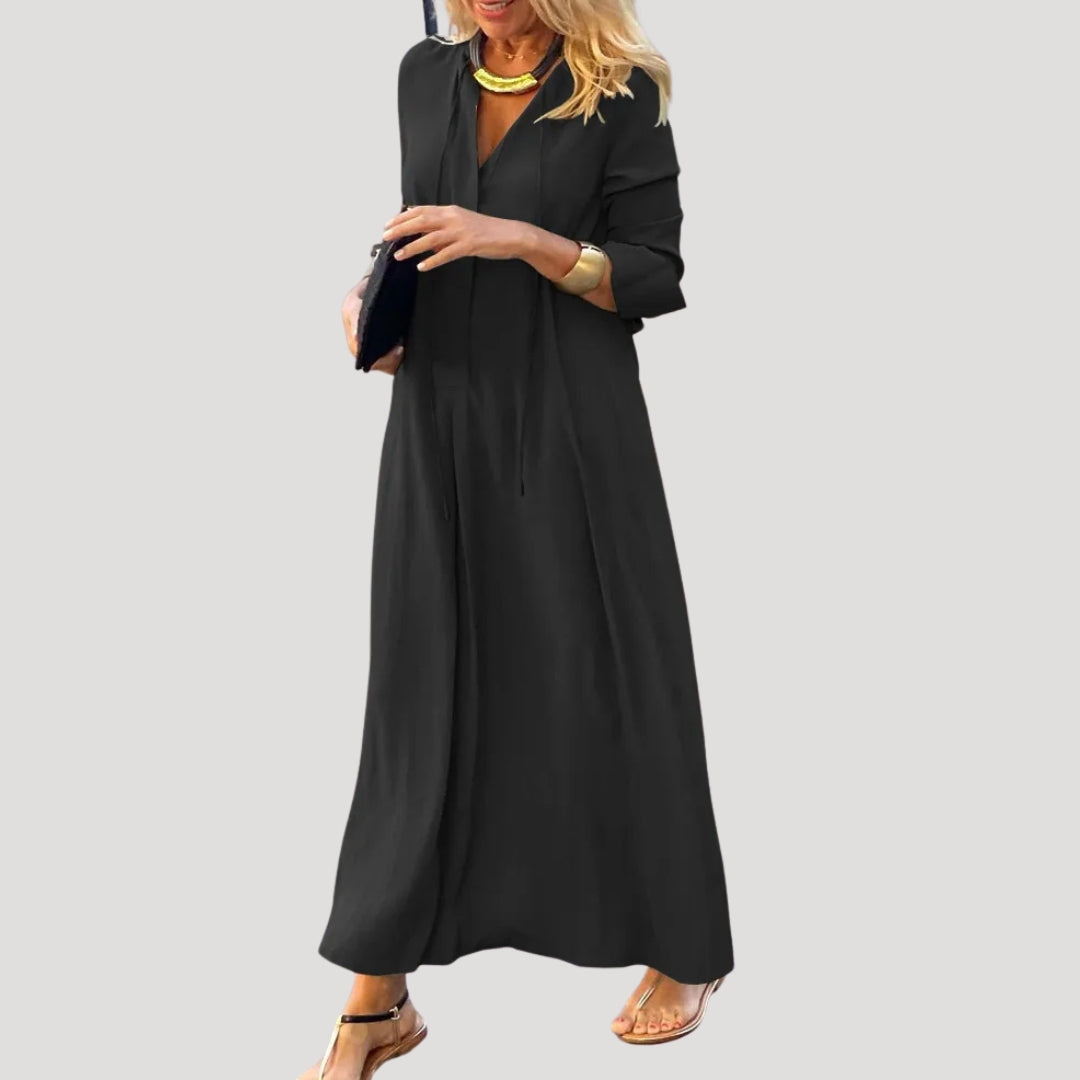 Chic Long Flowing Dress with Long Sleeves