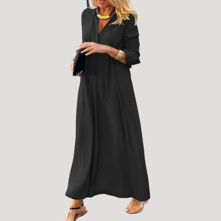 Chic Long Flowing Dress with Long Sleeves