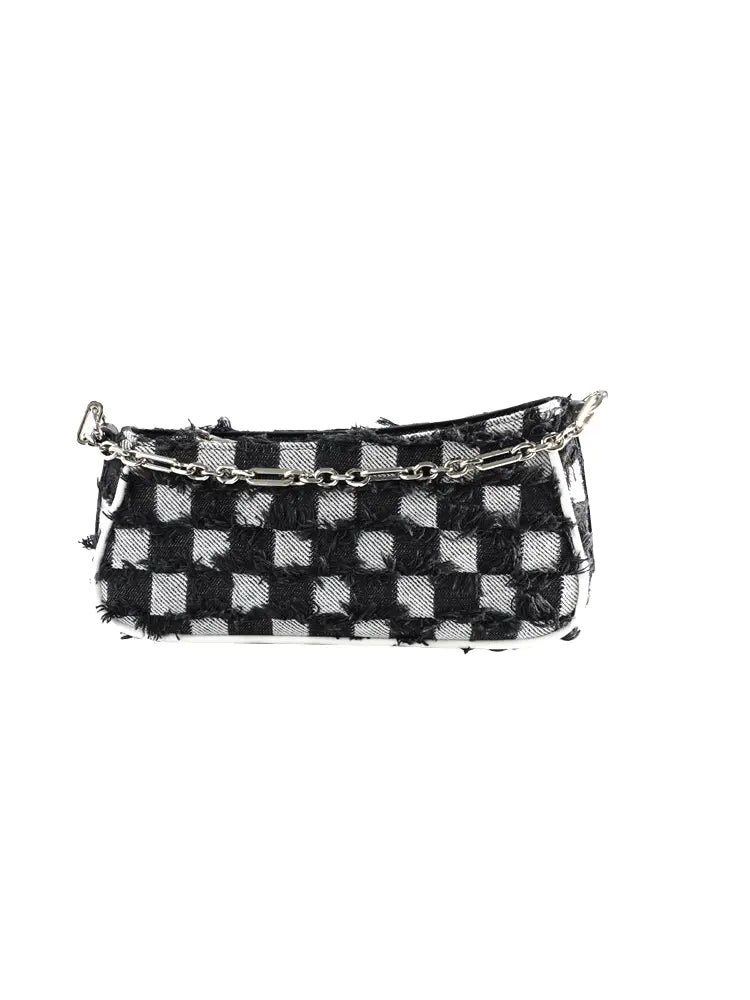 Checkerboard Chain Top Handle Shoulder Bag