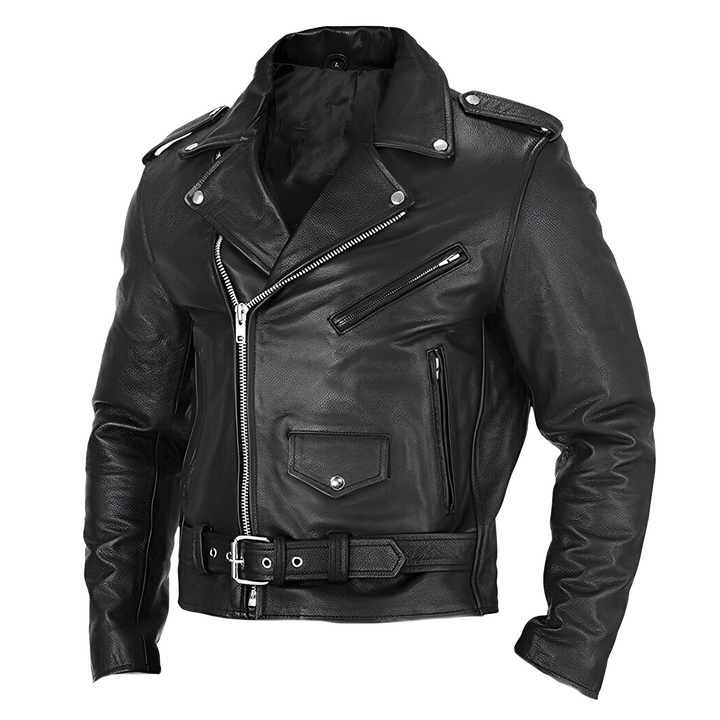 Brandon Biker Jacket with Multiple Pockets for Men, view 2 - Elena Harper