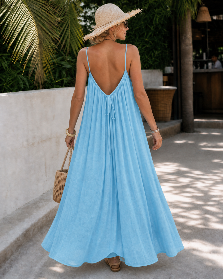 Amener Flowing Sleeveless Strappy Relaxed Midi Dress - Elena Harper