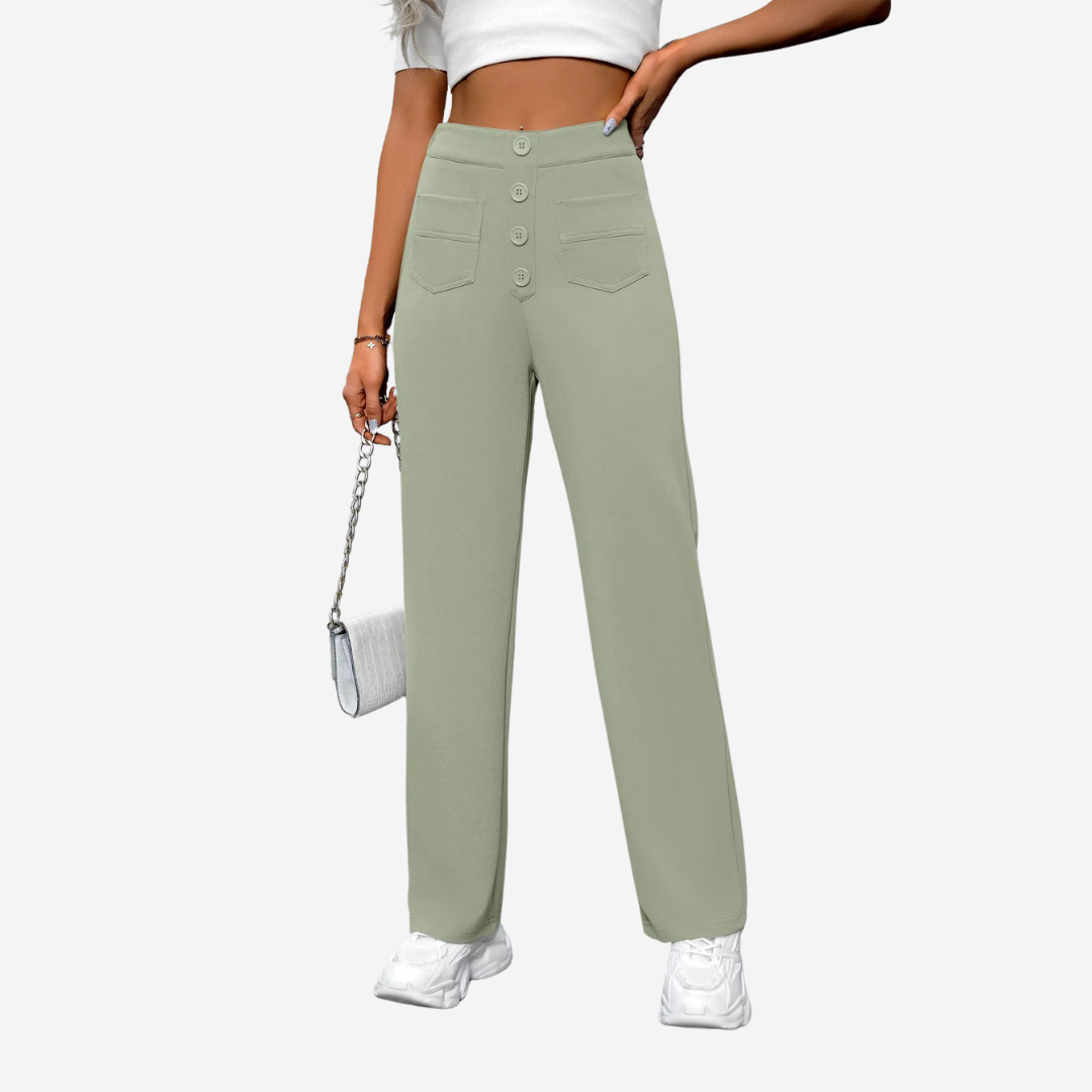 High-Waisted Straight-Leg Trousers for Women, view 4 - Elena Harper