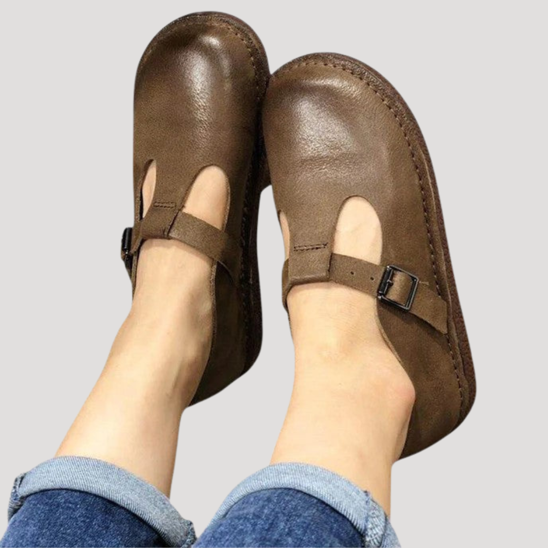 Flat Mary Jane Shoes for Women with Buckle Strap