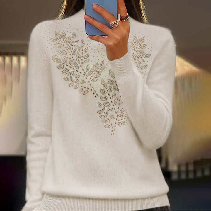 Knit Pullover with Leaf Pattern