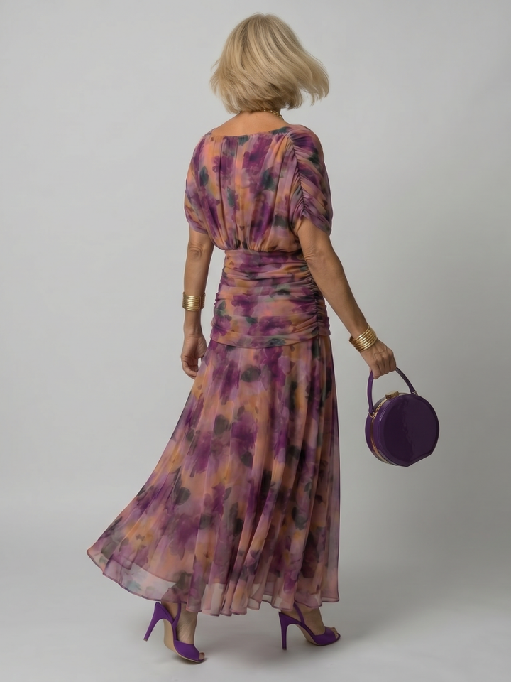 Midi dress for women with off-the-shoulder design - Fluid and romantic