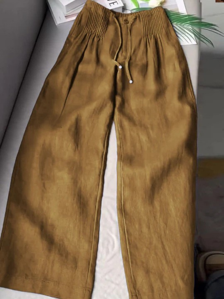 Janissa Wide Pants Made of Cotton-Linen Blend, view 3 - Elena Harper