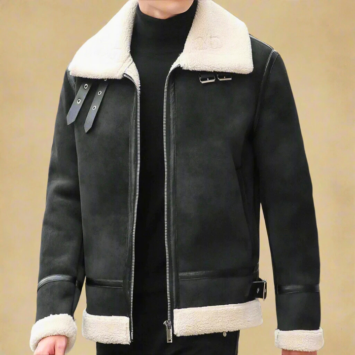 Premium Winter Suede Coat for Men with Belt – Warm and Stylish Coat