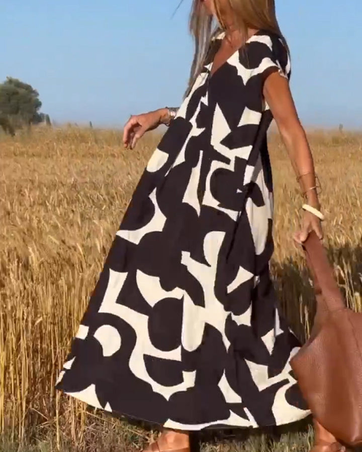 Lauren Abstract Sleeveless A-Line Dress, view 2 - Elena Harper