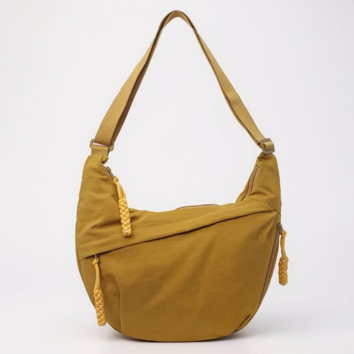 Crescent Shoulder Bag Made from Sustainable Nylon with Adjustable Shoulder Strap, view 8 - Elena Harper