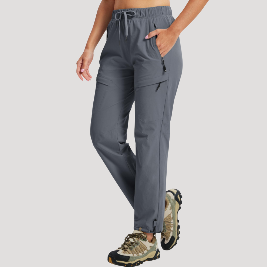 Women's Elastic Waist Cargo Pants with Drawstring