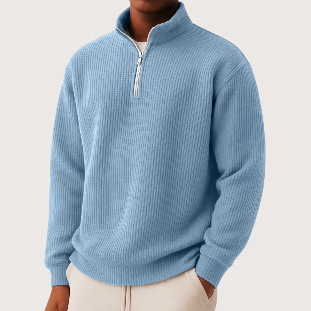 Men's Pullover Slim Silhouette Long Sleeve with Zip Collar