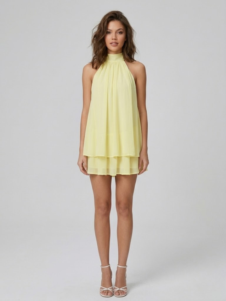 Short Women's Dress Backless Halter Neck – Ruffled Summer Dress