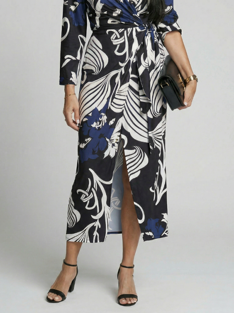 Elden Relaxed Wrap Midi Dress - Elena Harper
