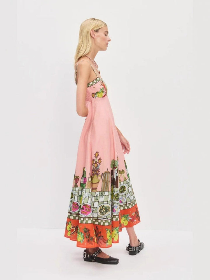 Sexy Linen Print Dress