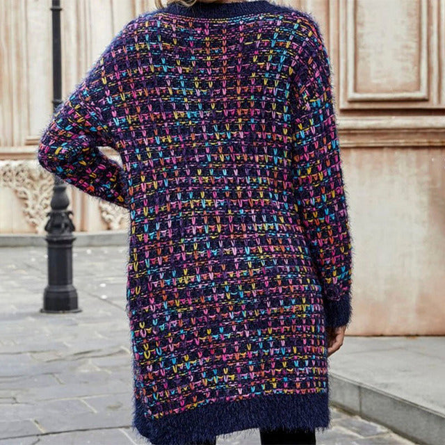 Warm Colorful Casual Cardigan