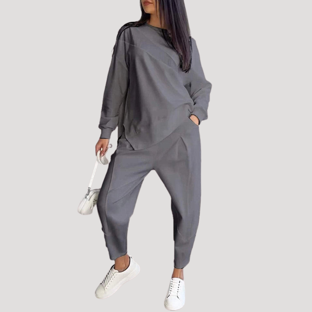 Women's Pantsuit with Asymmetrical Top