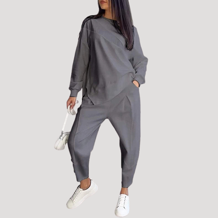 Women's Pantsuit with Asymmetrical Top