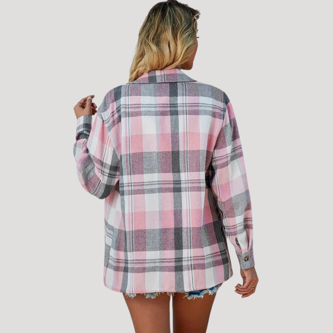 Casual Button-Up Checkered Shirt for Women