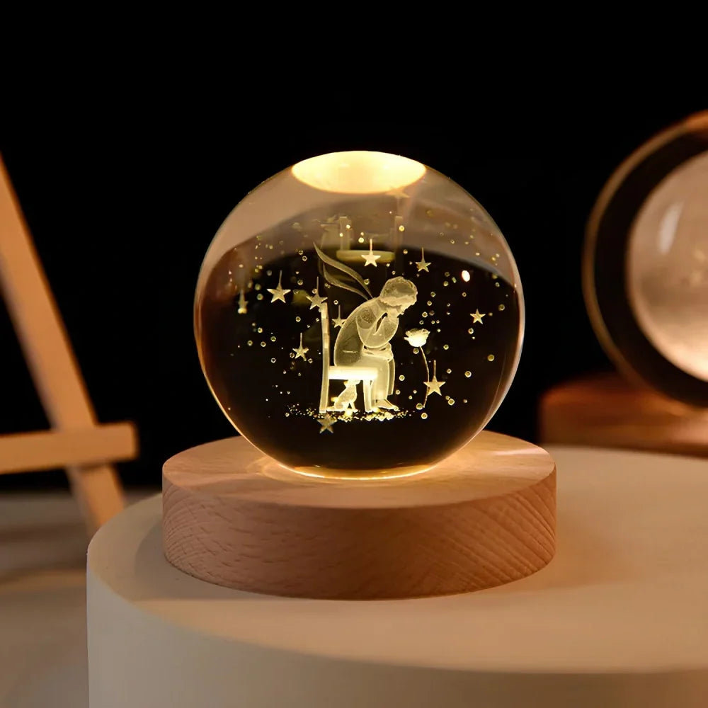 Glowing Crystal Ball with 3D Engraving Night Light
