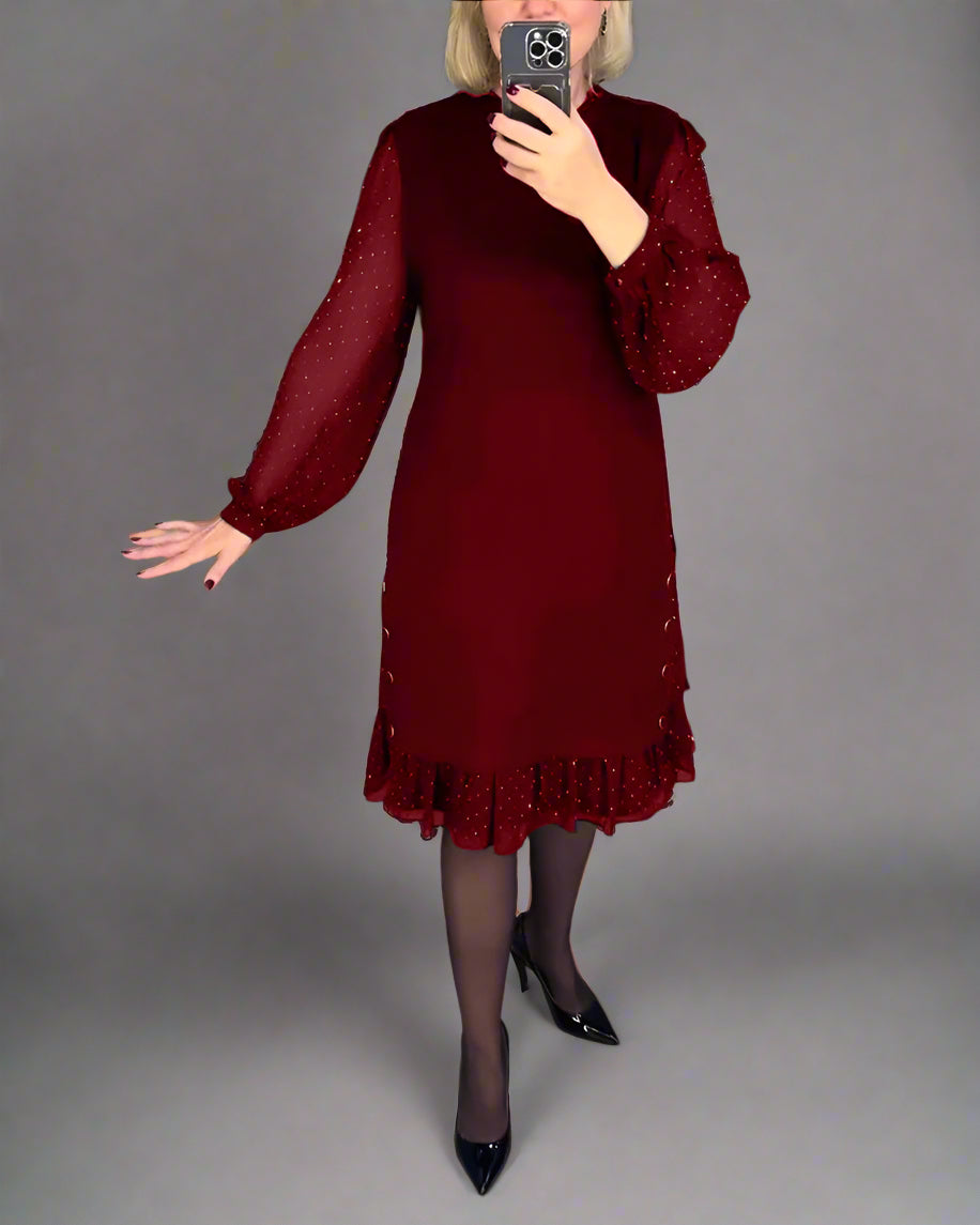 Swenthilda Elegant Autumn Dress with Figure-Flattering Cut - Elena Harper