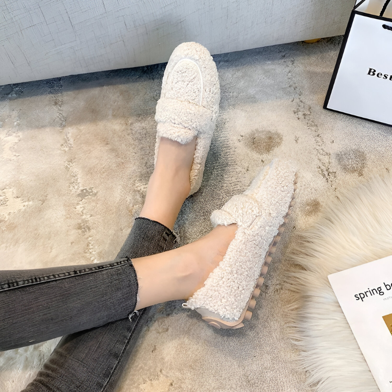 Nina Warm Comfortable Sheep Wool Loafers, view 5 - Elena Harper