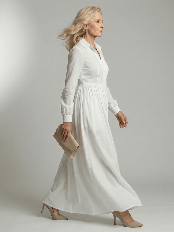 Emma & Rose Cape Town Lioren™ Soft Flow Maxi Dress in light fabric, flowing silhouette, featuring a stylish neckline and elegant design.