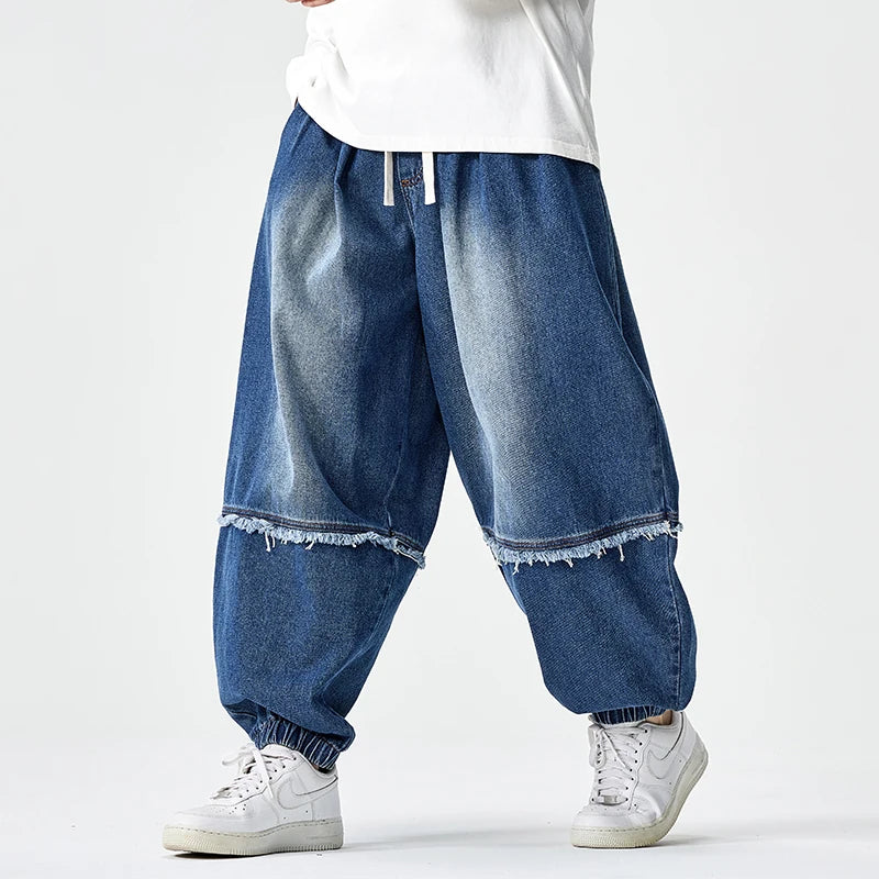 Brennan Stylish Denim Joggers with Wide Legs, view 6 - Elena Harper