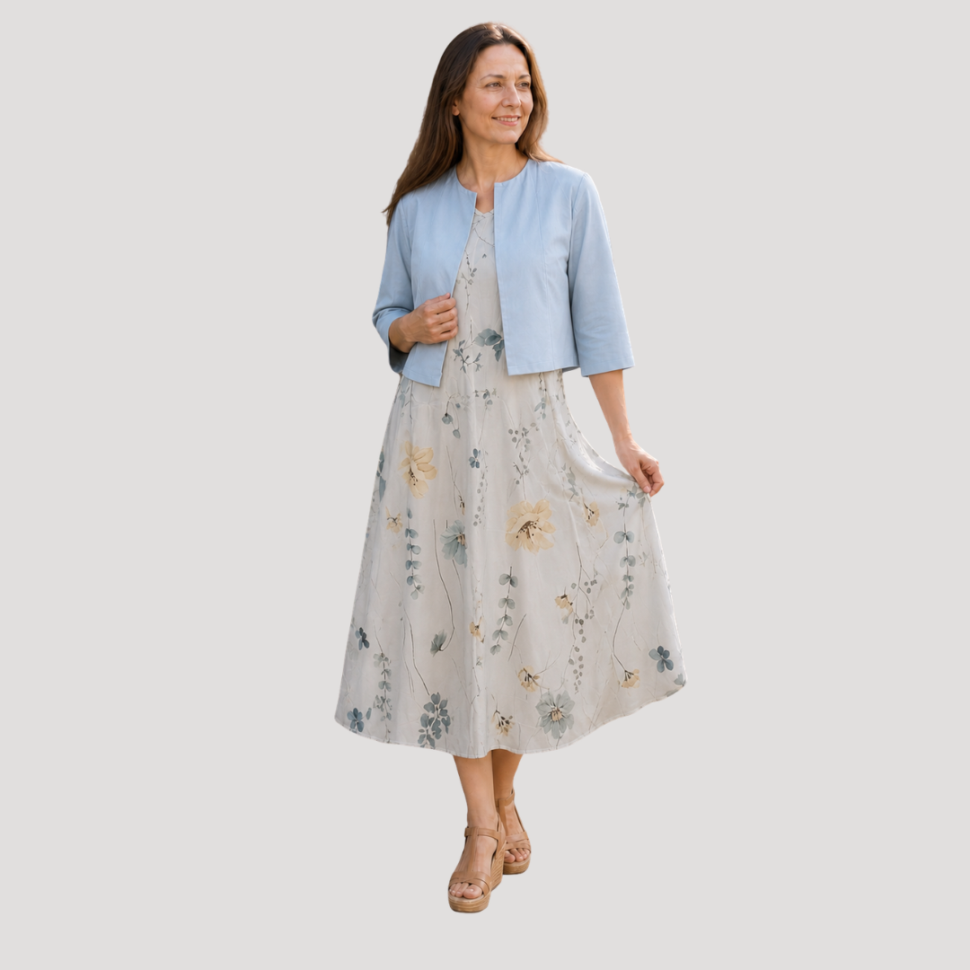 Women's Autumn Outfit | Crop Top and Dress