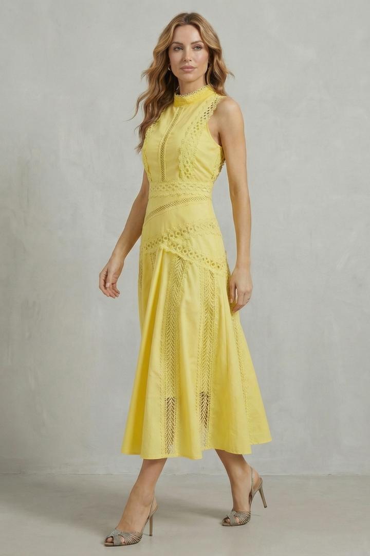 Gracia – Intricate lace panels – Elegant midi dress