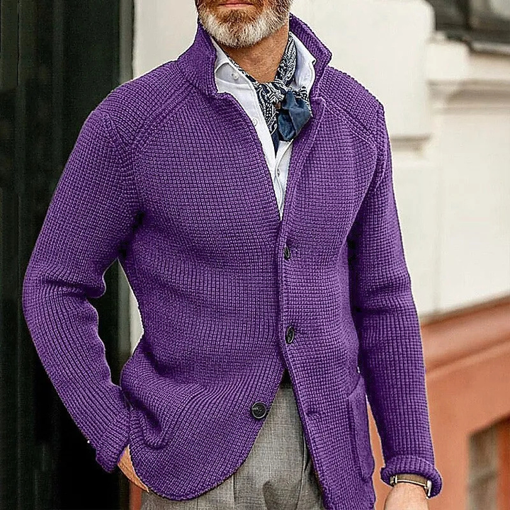 Kian Elegant Ribbed Knit Cardigan, view 3 - Elena Harper