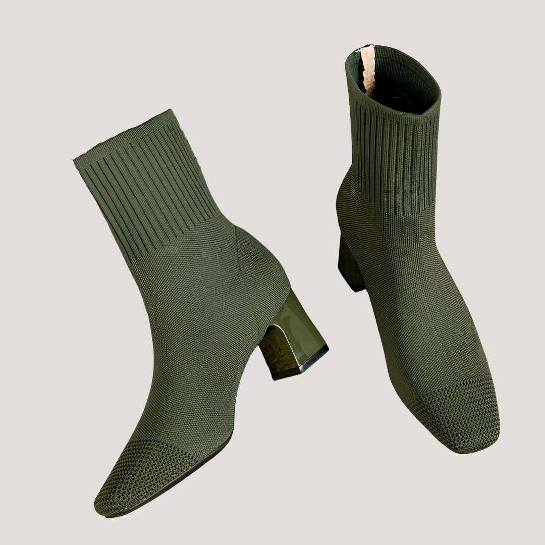Women's Knit Ankle Boots with Block Heel