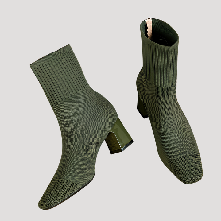 Women's Knit Ankle Boots with Block Heel
