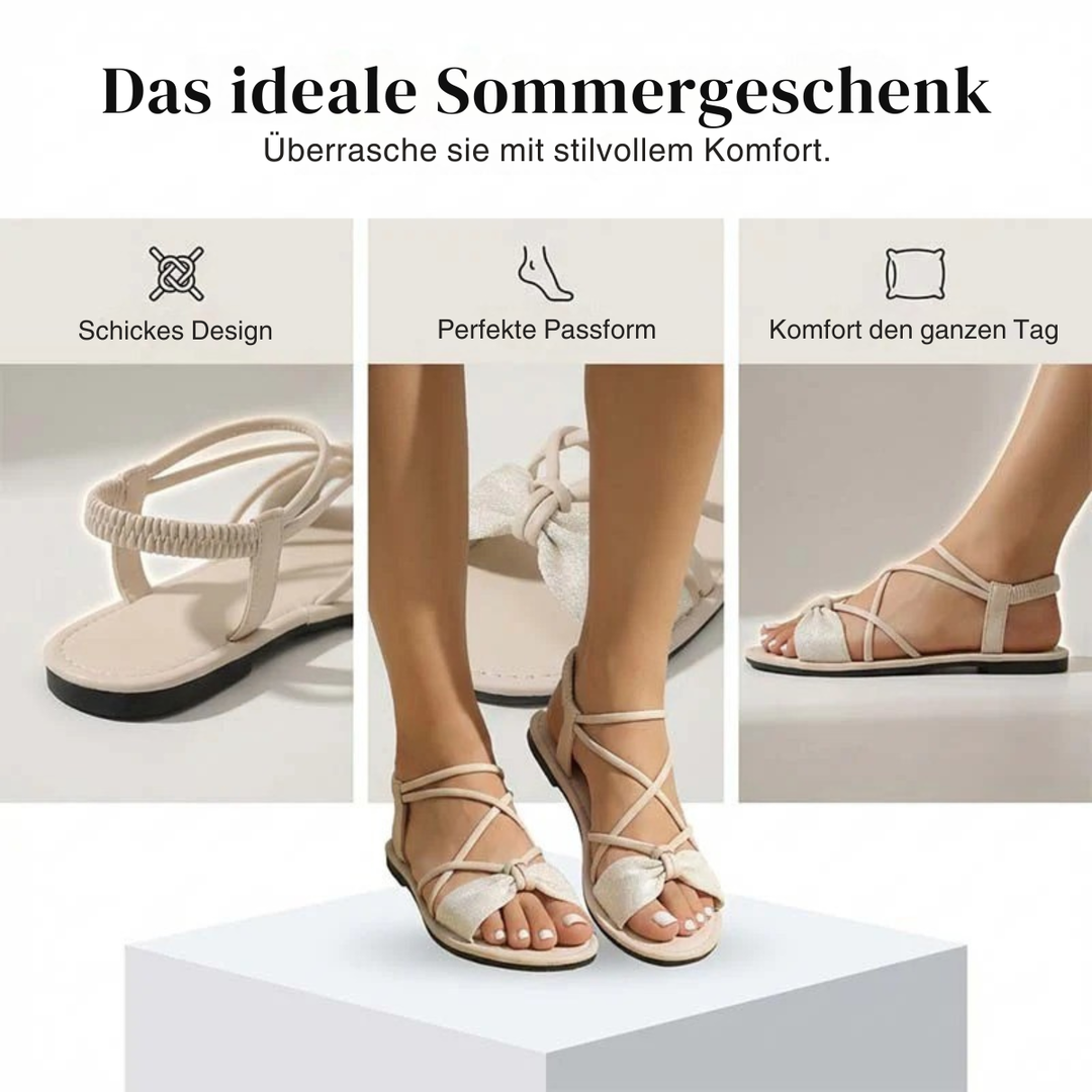 Hasmien Flat Sandals with Crossed Straps, view 7 - Elena Harper