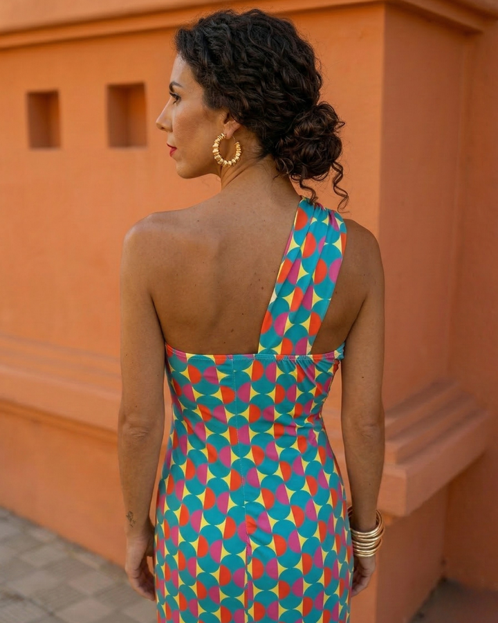 Andrea | Asymmetrical One-Shoulder Summer Midi Dress