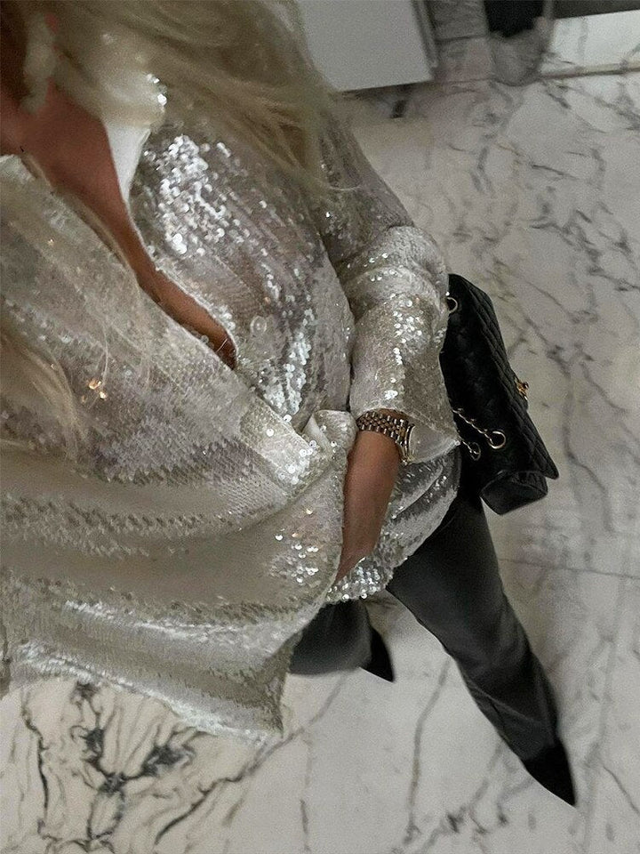 Sofie - Trendy Oversized Blouse with Glitter Effect
