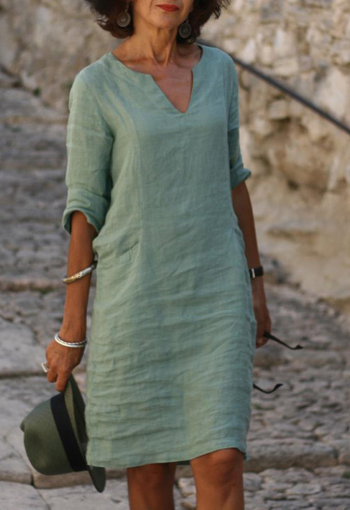 Elvy Sleek V-Neck Dress - Elena Harper