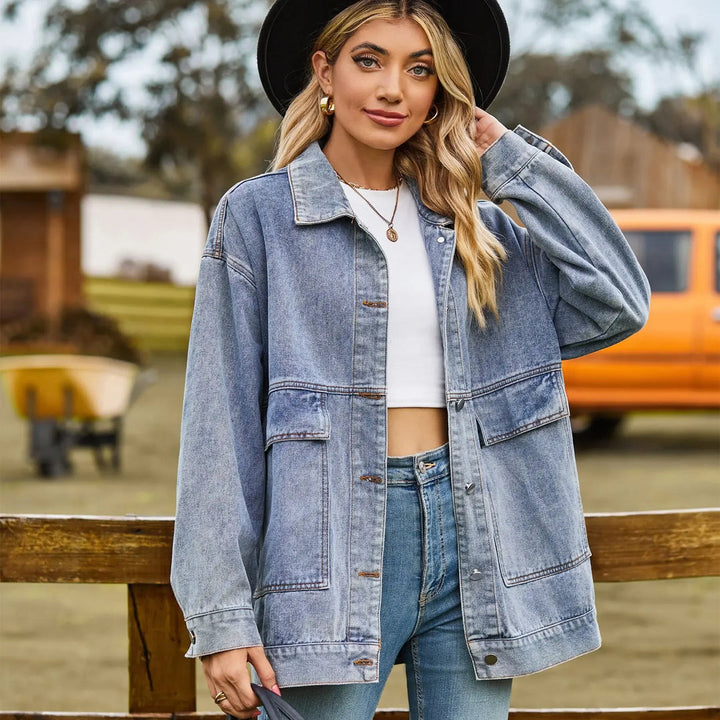 Classic Vintage Denim Jacket for Women, view 3 - Elena Harper