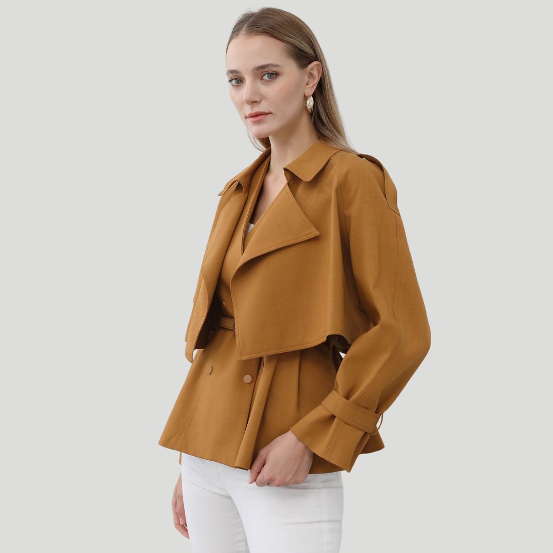 Peplum Jacket with a Striking Collar and Waist-Fitting Design - Gemma
