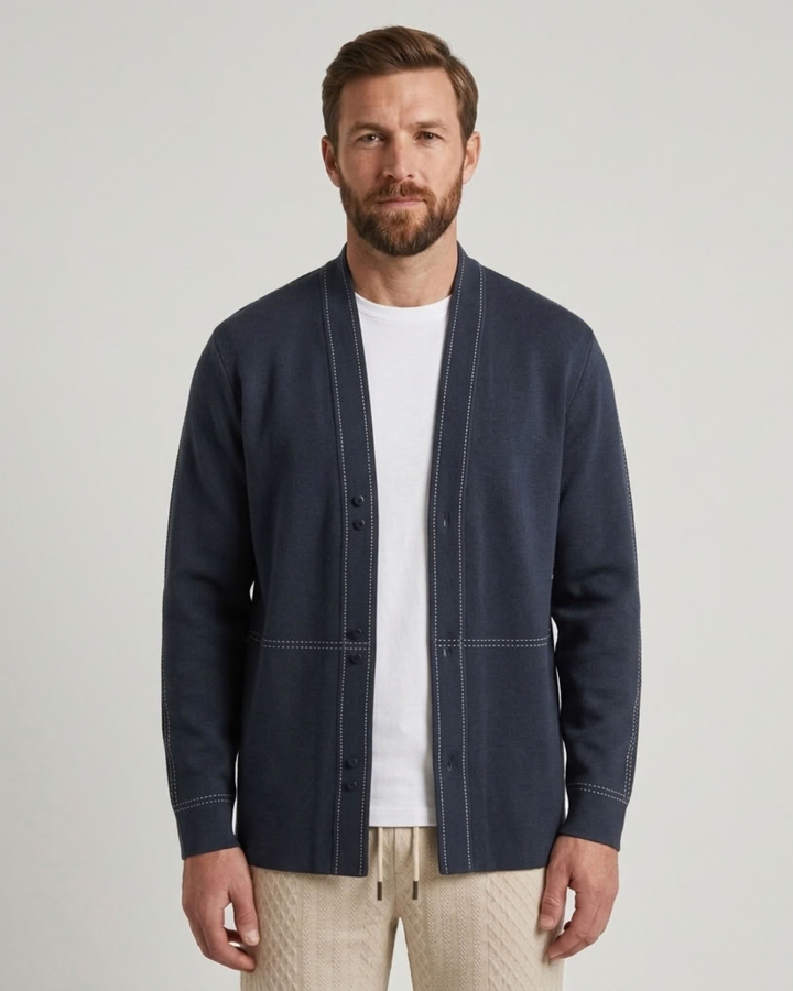 Jacquard Wool Blend Cardigan For Men