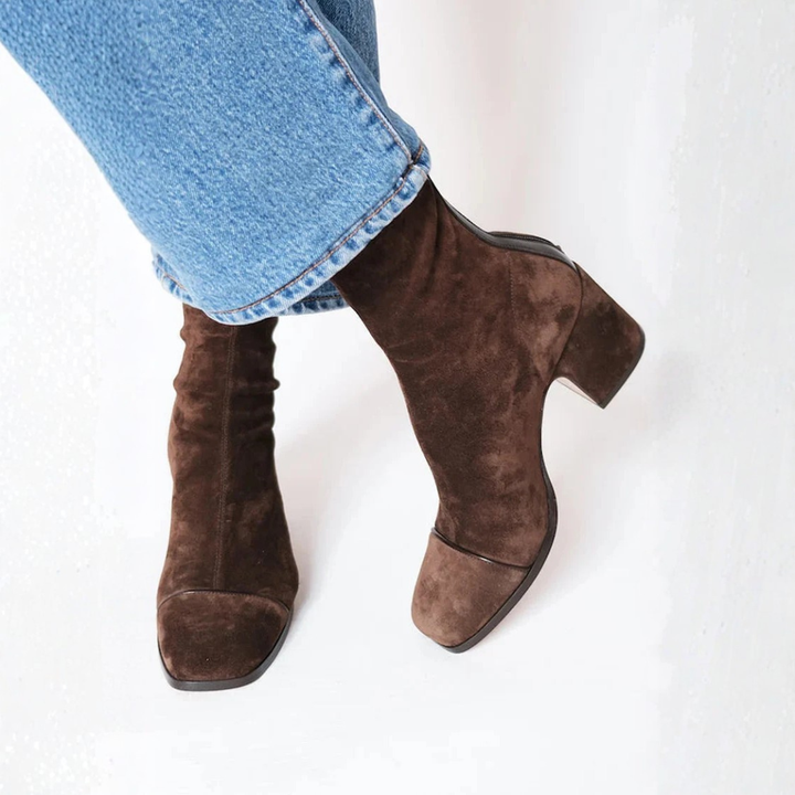 Leora Comfortable Ankle Boots with Heel Made of Suede, view 2 - Elena Harper