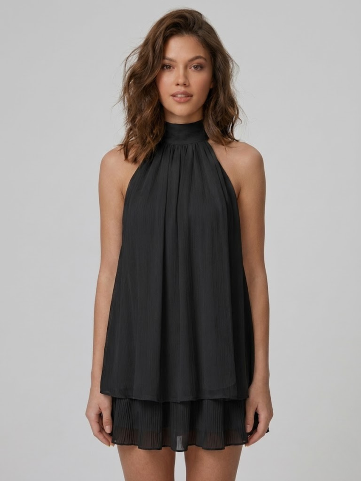 Short Women's Dress Backless Halter Neck – Ruffled Summer Dress
