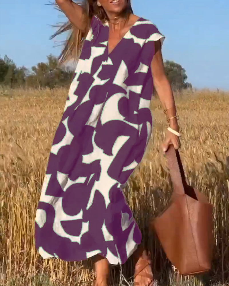 Sophie - V-neck Printed Maxi Dress
