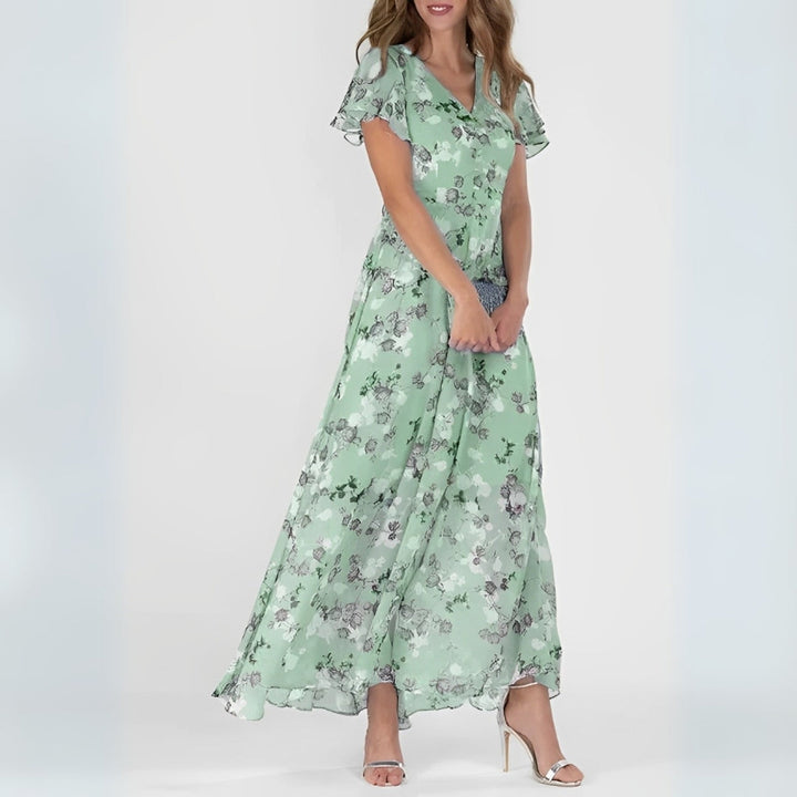 Lidia Floral Long Dress, view 3 - Elena Harper