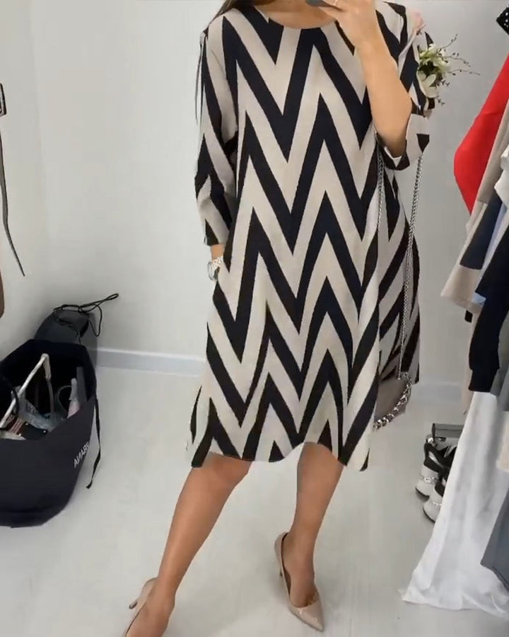 Lovenza Midi Zigzag Dress, view 3 - Elena Harper