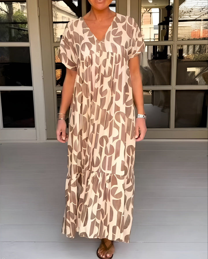 Colette Fluid Dress with V-Neck - Elena Harper