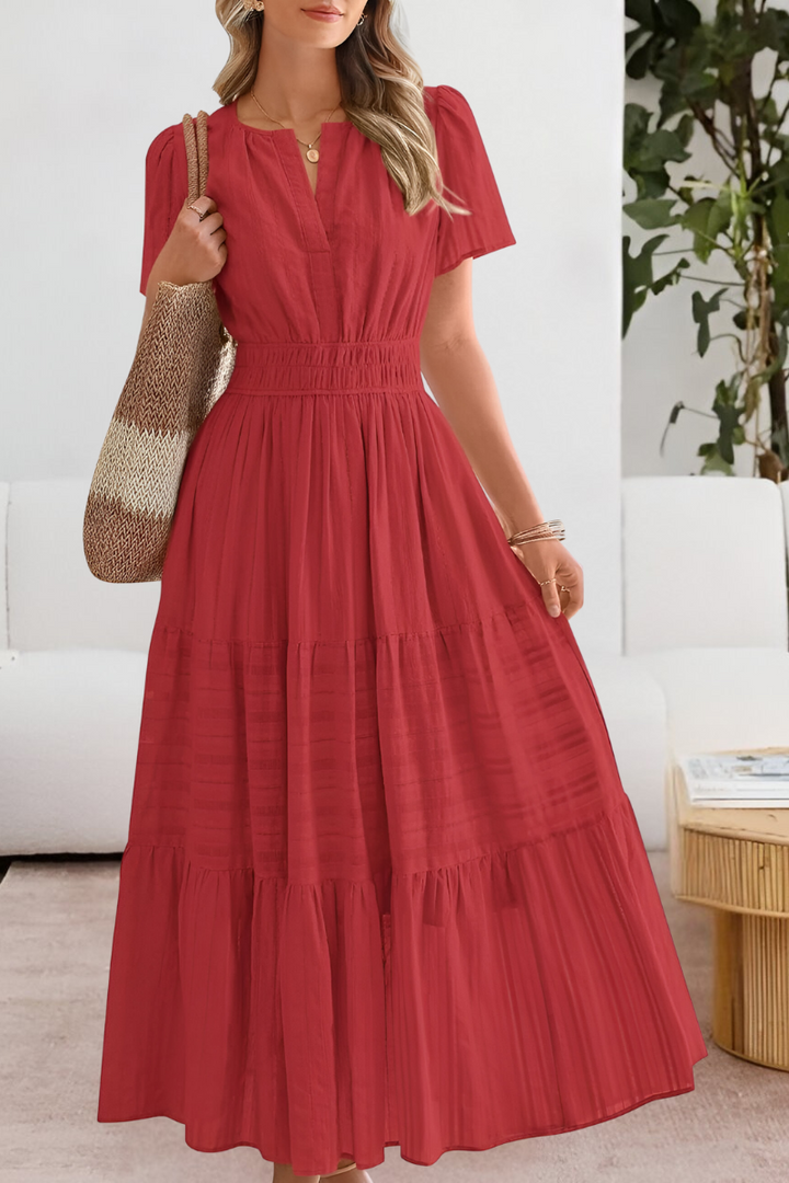 Chloe Evans | Tiered Flutter-Sleeve Summer Maxi Dress For Women