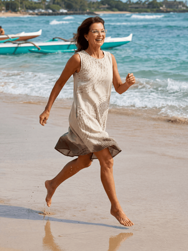 Felix™ Texture Midi Dress by Emma & Rose Cape Town, showing a stylish midi dress with textured fabric and elegant design.